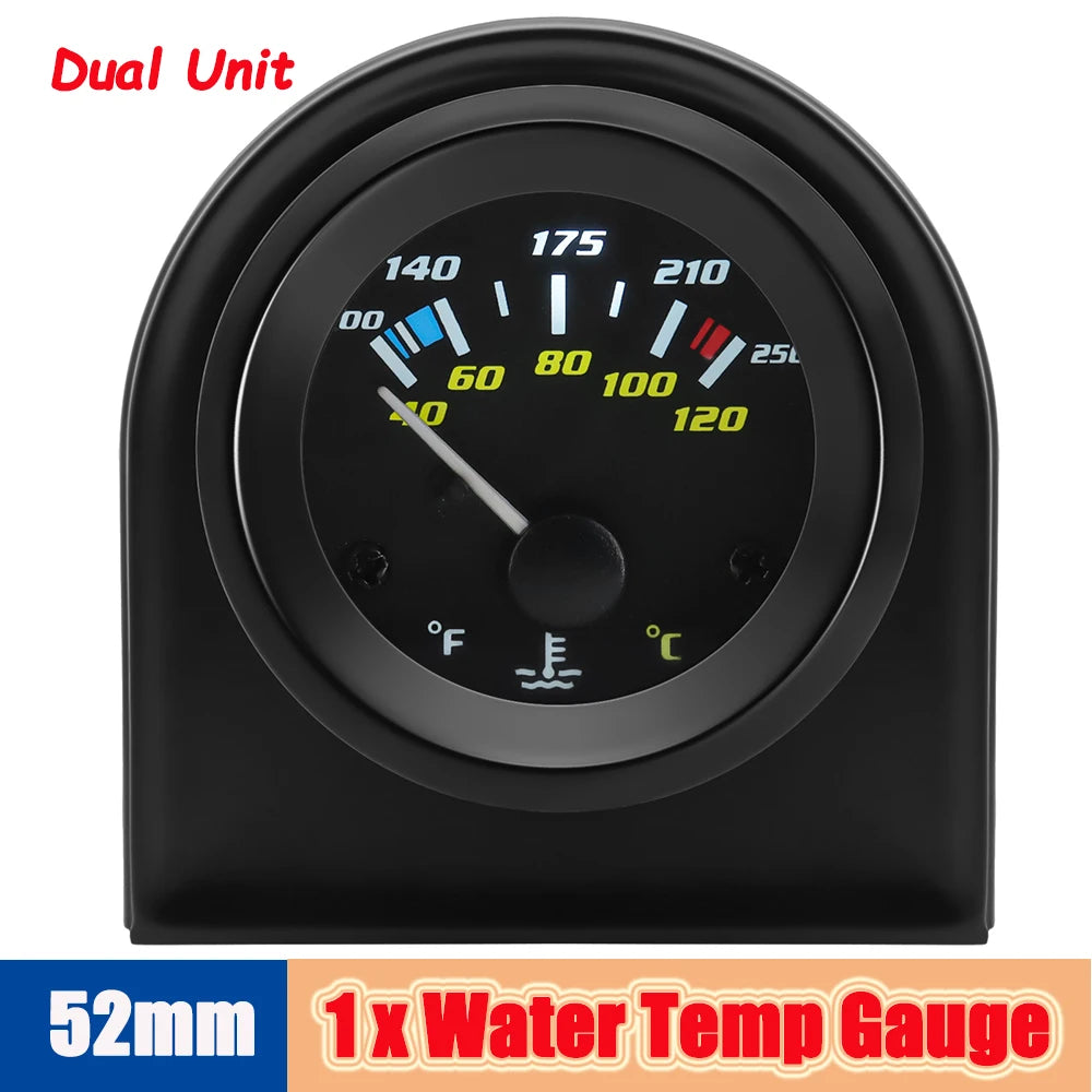 52mm Auto Gauge Kit with Sensor | LED Digital Oil Temp, Water Temp, Oil Pressure, Fuel close-up view