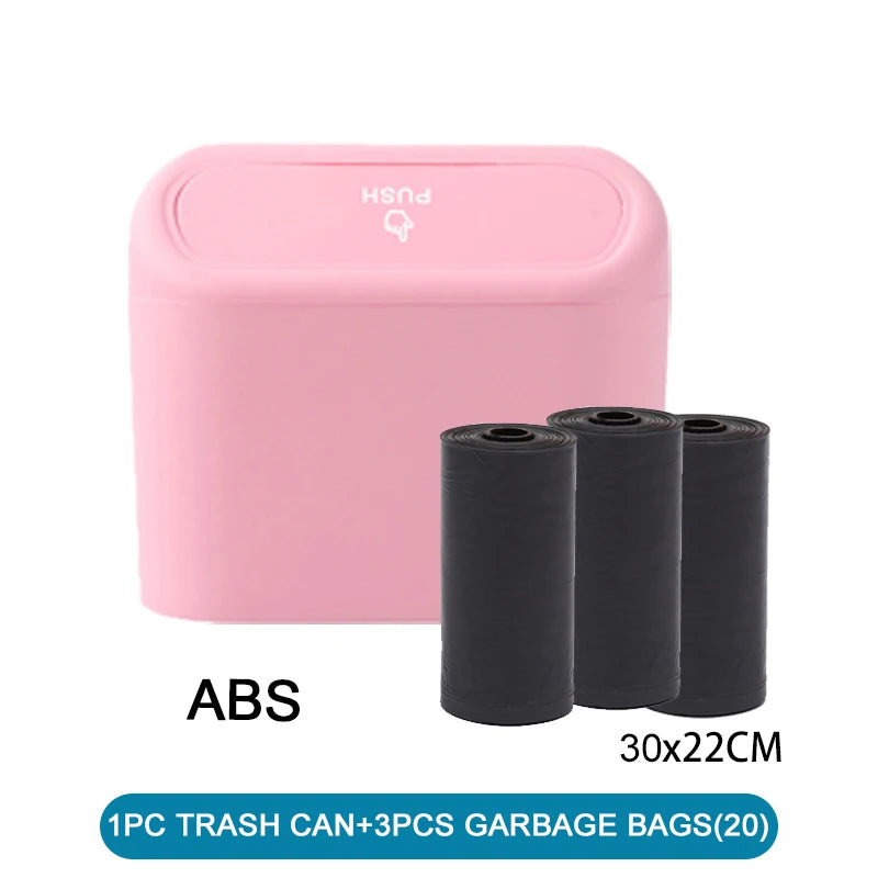 Car Trash Can With Lid, Leak-Proof Mini Car Accessories close-up view
