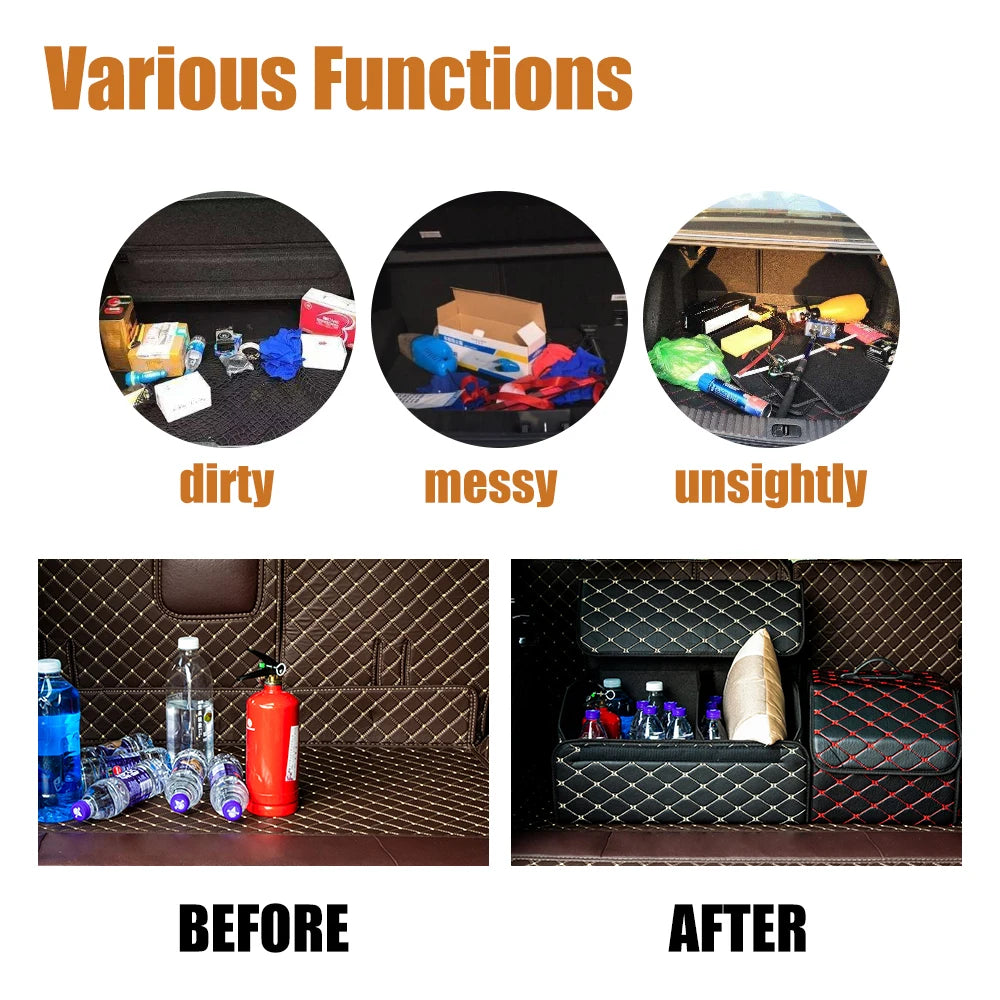 Car Trunk Organizer Box, Large Capacity, Auto Multiuse Tools, Storage Bag, Stowing, Ti close-up view