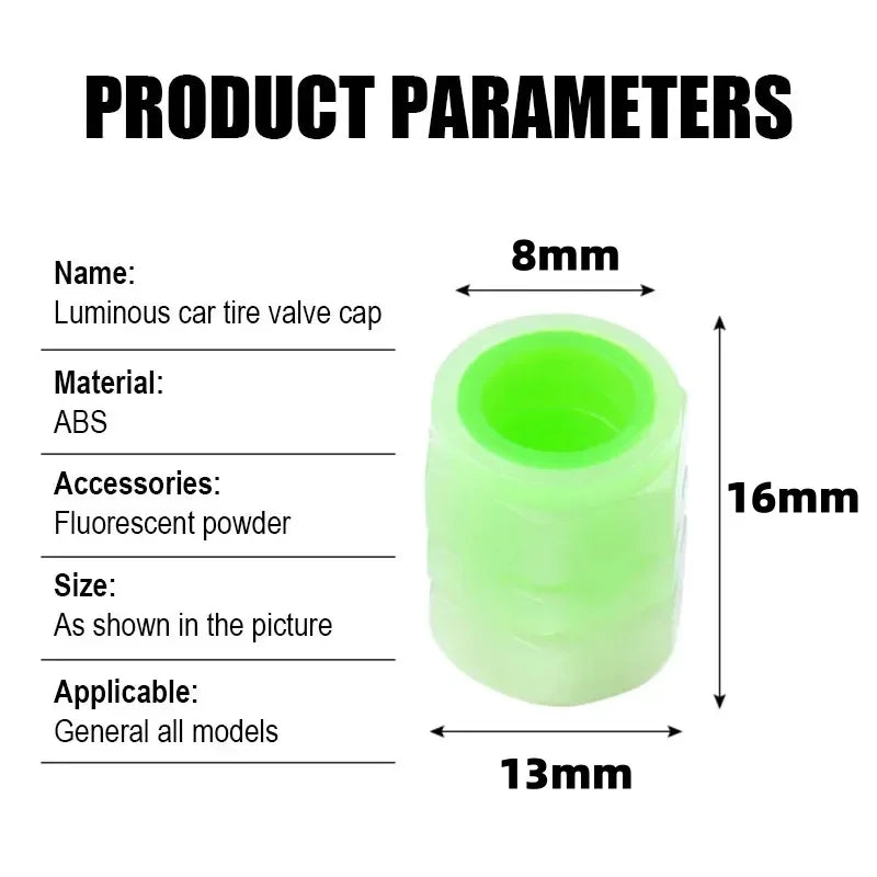 Glow-in-the-Dark Tire Valve Caps | Luminous Car Motorcycle Accessories lifestyle view
