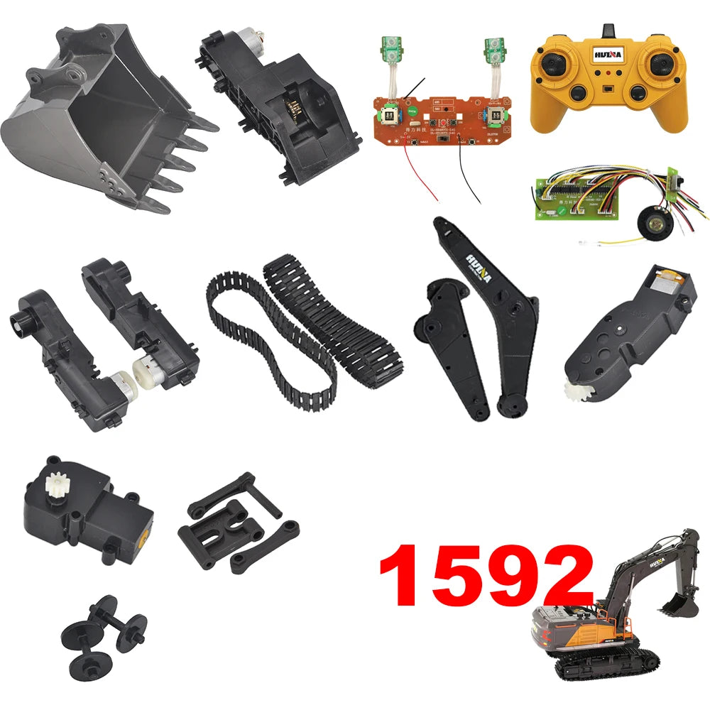 Huina 1592 Excavator Quick Hitch Bucket Arm Gearbox Tooth Box Gripper Walking Motor Receiver Radio R