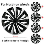 Sports Caps Rim 15inch Hub Cover for Iron Rim Wheel Cover Set of 4 Steel Replacement Plastic Hubcap for R15 Tire Car Accessories