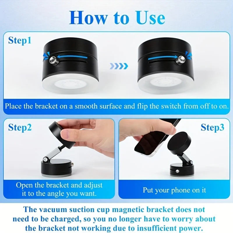 360° Rotation Vacuum Double Sided Magnetic Suction Cup Car Phone Holder Car Dashboa additional angle
