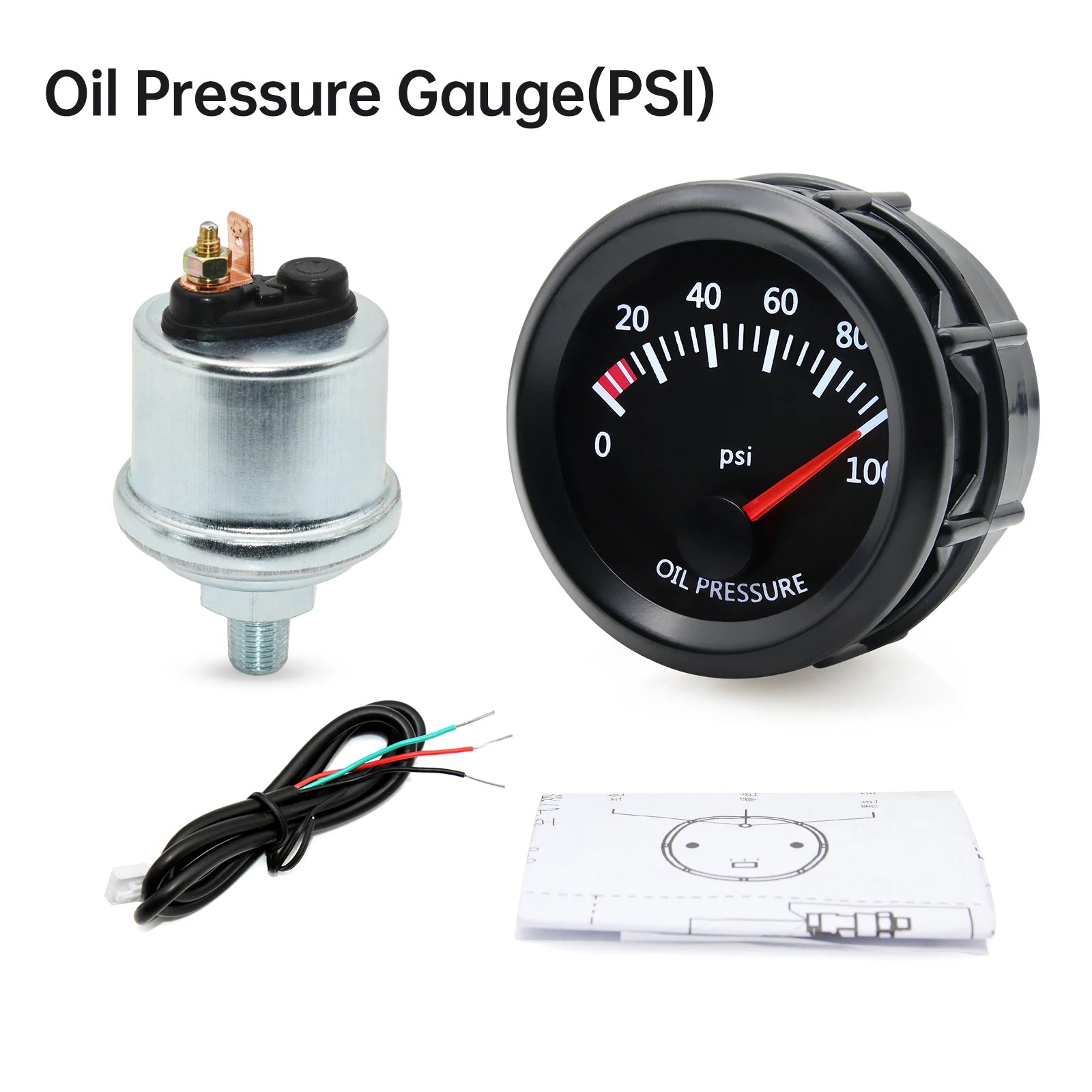 52mm Car Gauge Set | Water Temp Oil Temp Voltmeter Oil Pressure Boost Gauge close-up view