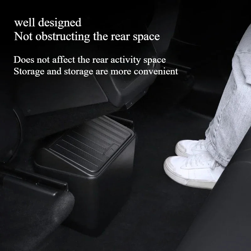For Tesla Model Y Juniper 2025 Rear Seat Trash Can | Under Seat Storage Organizer additional angle