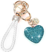 Clay Diamond Full Diamond Love Key Chain Studded Leather Rope Heart-shaped Car Bag Pe alternate view