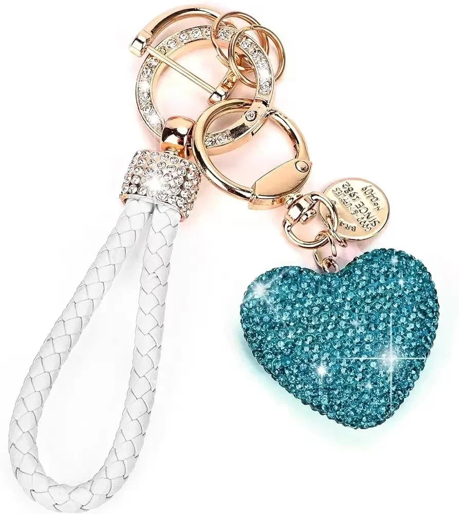 Clay Diamond Full Diamond Love Key Chain Studded Leather Rope Heart-shaped Car Bag Pe alternate view