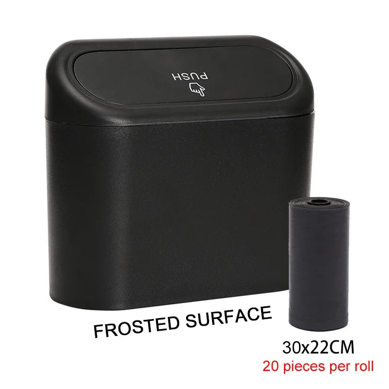 Car Trash Can Bin with Lid Car Garbage Can Leakproof Mini Car Interior Storage Case additional angle