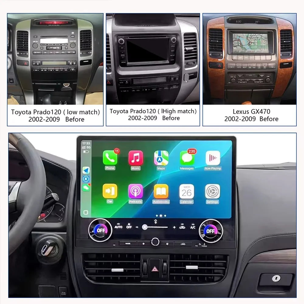 CarPlay 16.8'' Android 13 Car Android Player 8GB 256G Multimedia Car Radio GPS WiFi For Toyota Prado
