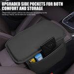 Car Center Console Protector Cover Upgraded Armrest Box Cushion Arm Rest Mat with Side Storage Pocket PU Leather Car Accessories