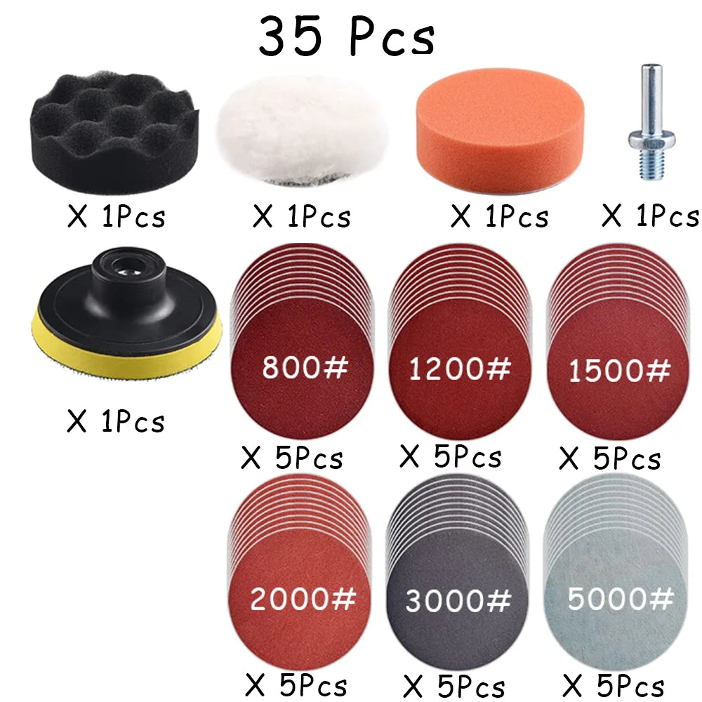 15-65 Pcs Car Headlight Repair Restoration Kit 3 Inch 75mm Sanding Plate Waxing Spong alternate view