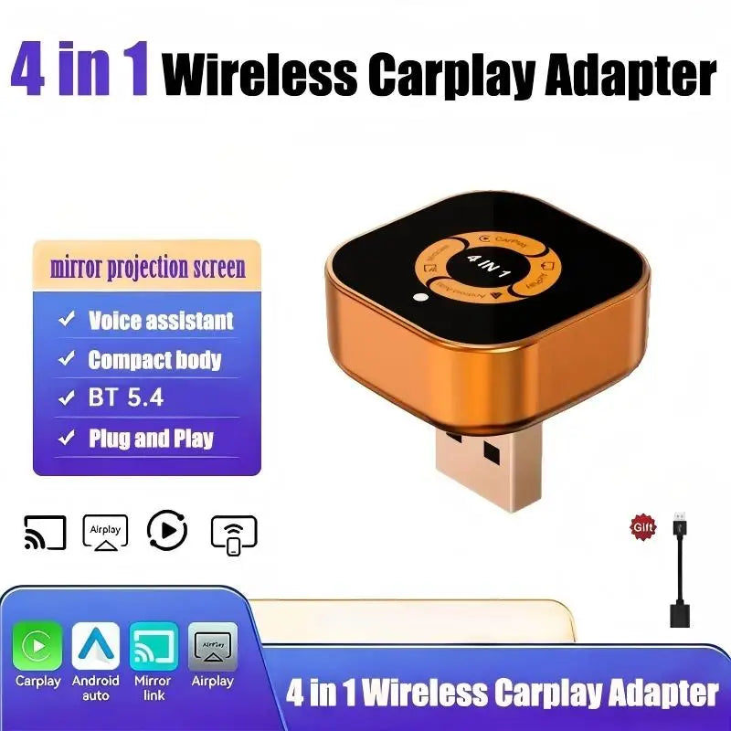 TrolinkTek 2026 Upgrade 4in1 CarPlay Adapter Wireless Android Auto | Plug and Play Sm alternate view