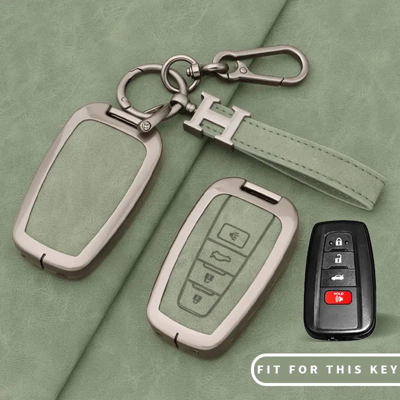 Leather Remote Key Chain Ring Case Cover Shell Protect For Toyota CHR Camry Corolla R alternate view