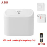 Hanging Car Trash Can Car Flip Top Trash Can Interior Trash Storage ABS Trash Can with close-up view
