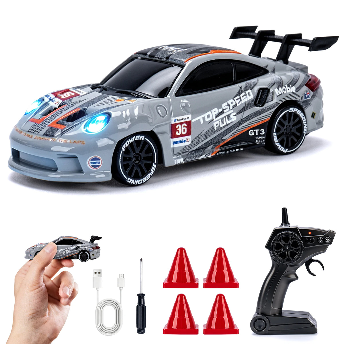 1/64 Drift RC Car with LED Lights 2.4G Remote Control lifestyle view