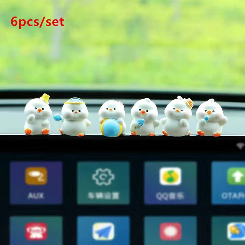 3/4/5/6/7pcs Anime Figure Little Yellow Duck Model Decor Cute Car Mounted Ornament Aut close-up view