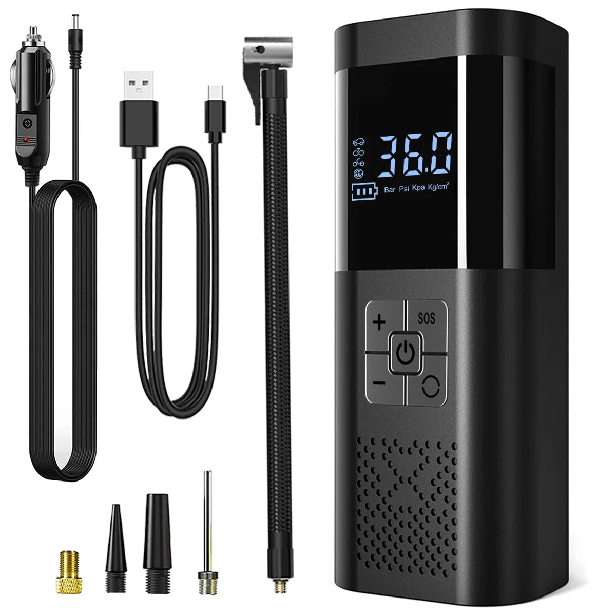 Cordless Car Air Pump | Portable Tire Inflator with LED Light and Power Bank alternate view