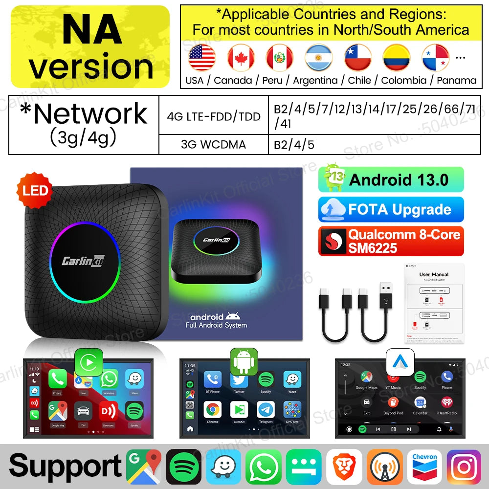 2026 CarlinKit CarPlay AI Box | Android 13.0 QCM6225 8-Core Wireless CarPlay Adapter wit detail view