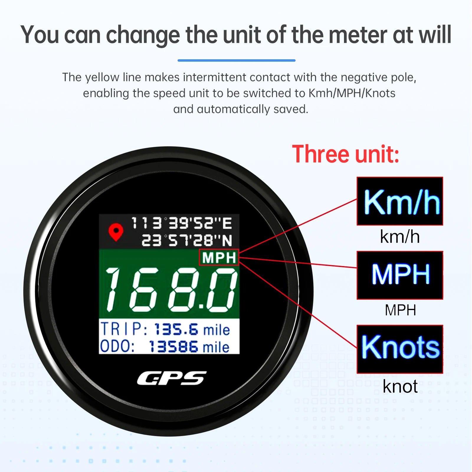 AD 52mm 12V 24V Digital GPS Speedometer TFT Screen | Trip ODO Mph Knot Km/h GPS Antenna For Motor Bo