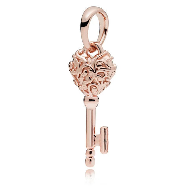 925 Sterling Silver Trinkets Rose Gold Locks And Keys Charm Of 925 Chain Bead Fit Ori lifestyle view