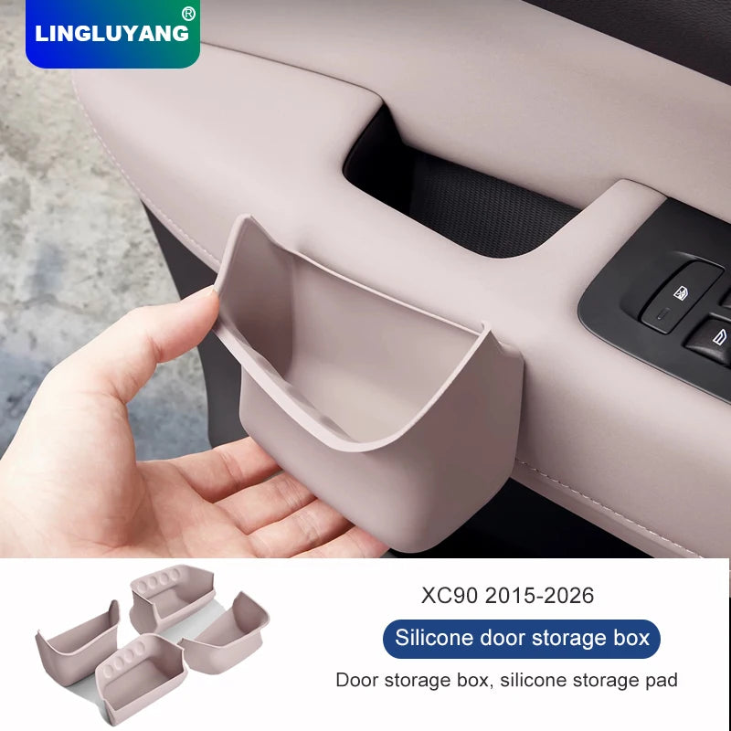 For Volvo XC90 Door Armrest Storage Box Silicone Pad Handle Box Pad 2015-2026 Car Decoration Accesso