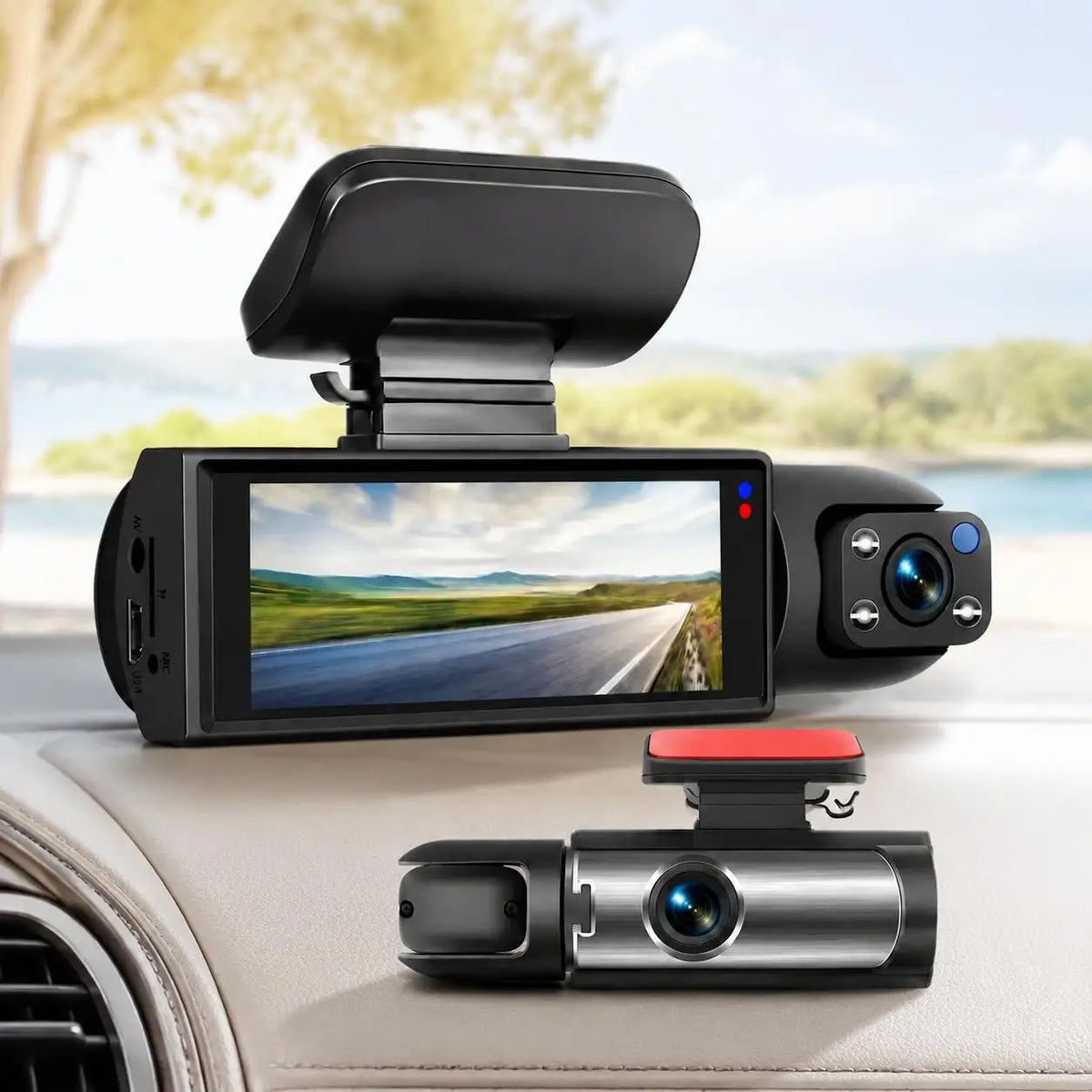 1080P HD Dual Lens Front and Rear Car Dash Cam Driving Recorder IR Night Vision G Sensor Parking Mode Motion Detection Three Point One Six Inch IPS Screen Wide Angle Loop Recording Supports One Hundred Twenty Eight GB Max H26