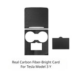 Carbon Fiber Center Console Trim for Tesla Model 3 Y | Real Carbon Fiber Decorative Pa close-up view