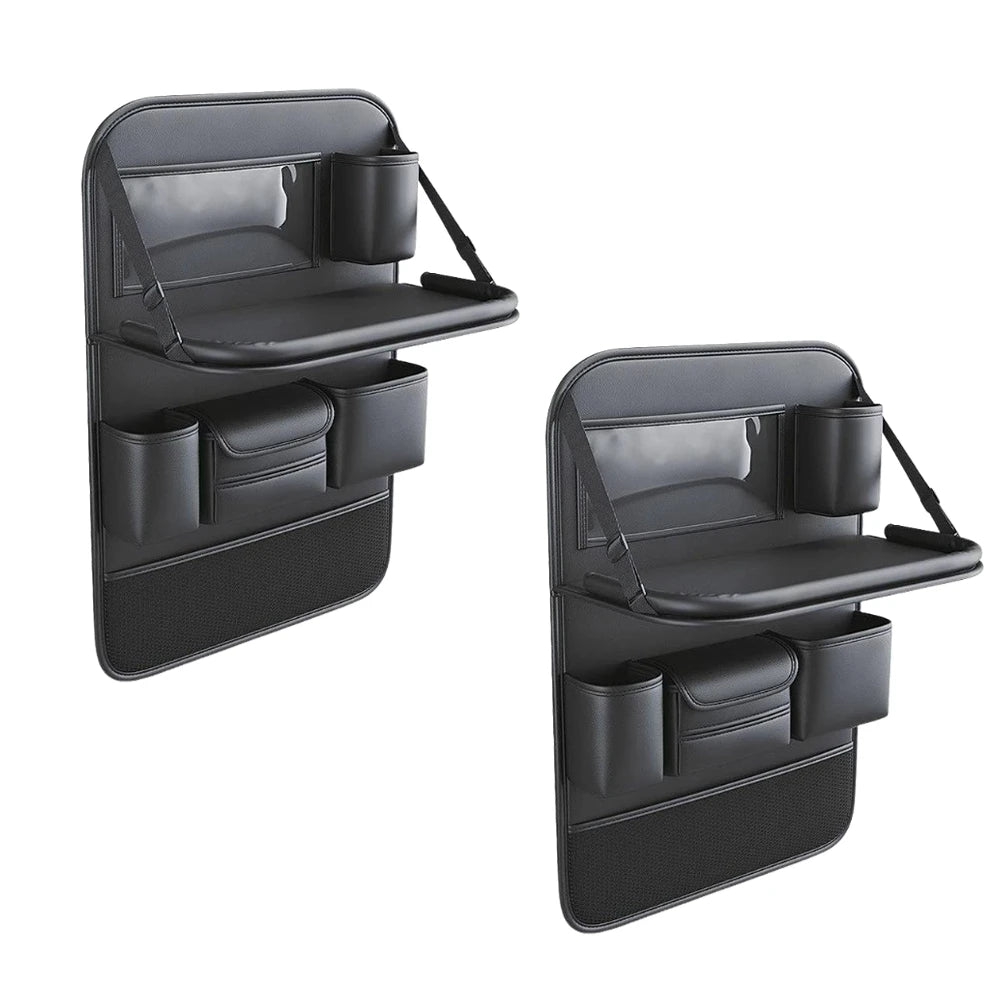 Car Seat Back Organizer 6-Pocket Storage Bag with Foldable Table Tray