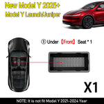 Tesla New Model Y Juniper 2025+ Seat Storage Box – Center Console Organizer Bins (Front detail view