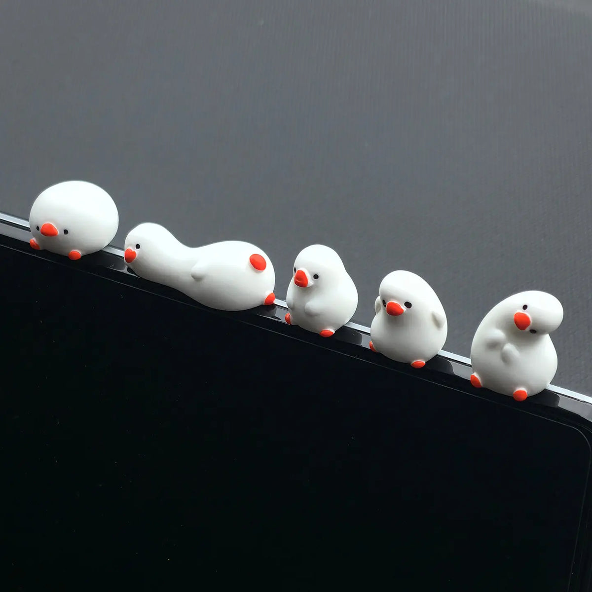5 PCS Set of Flat Duck Car Ornaments, Complete Set of Cute Duck Decorations, Center additional angle
