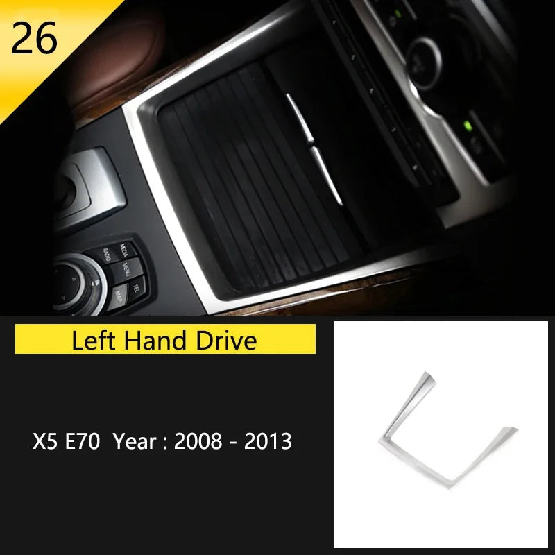 Car Styling For BMW X5 X6 E70 E71 Console Gearshift Frame Decorative Trim Strips Stainle detail view