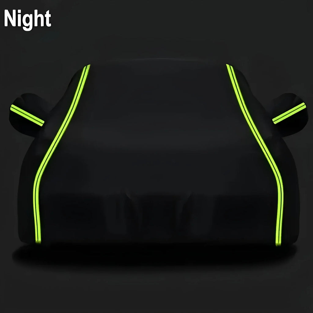 Universal Car Covers With Reflective Strip Fit For Audi Mercedes Benz Volkswagen Mazda And So On Black Car Cover Dust-proof Snow