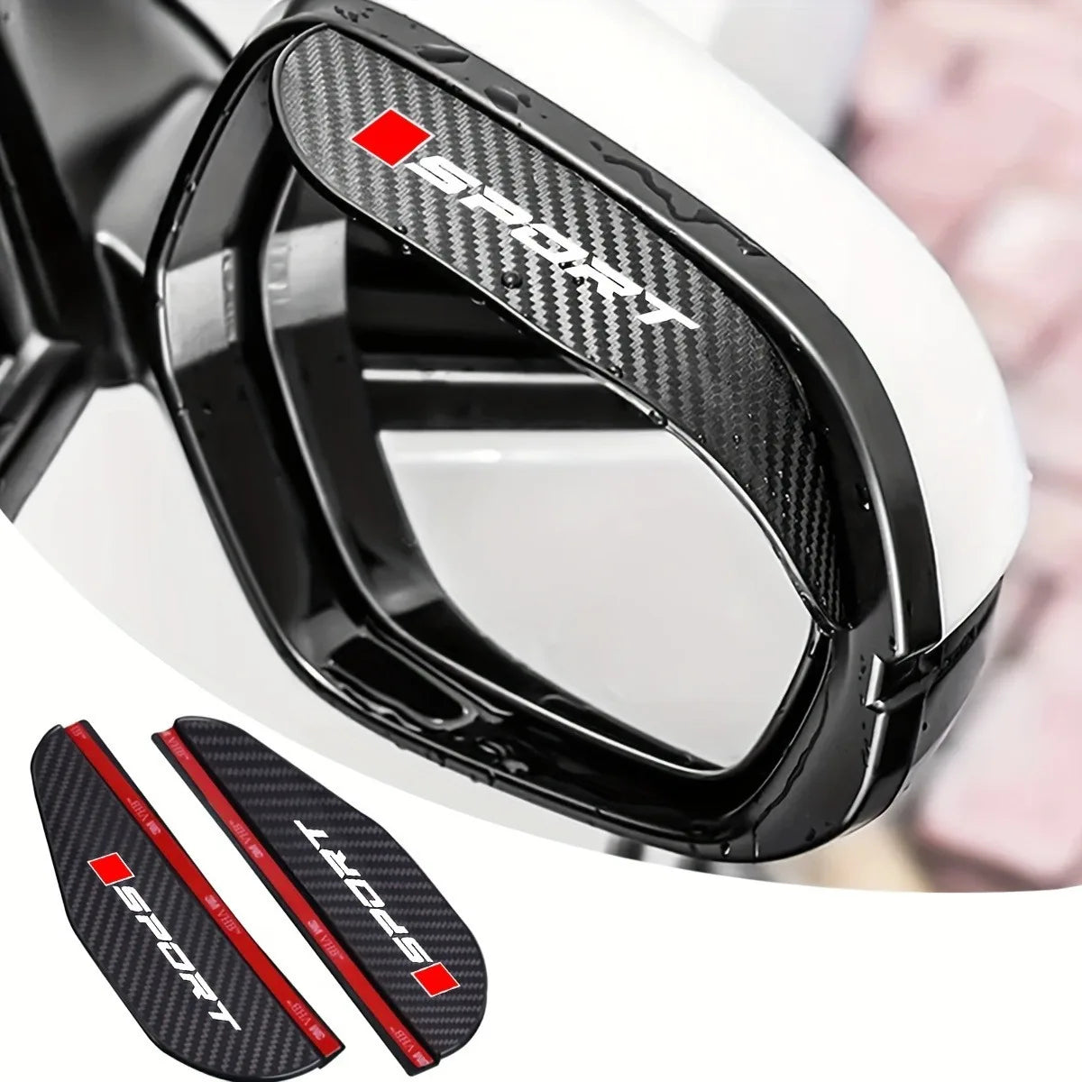 2-piece car rearview mirror rain eyebrow carbon fiber mirror rain and snow barrier sun visor suitable for Audi, BMW, Mercedes