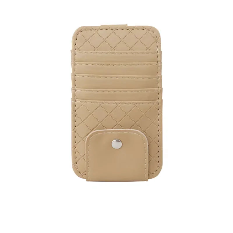 Leather Sun Visor Organizer Storage Pocket Bag