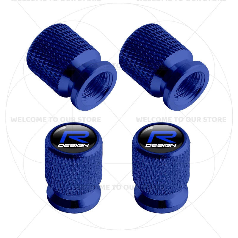 For Volvo R Design Emblem Aluminum Tire Valve Caps | 4-Pack Dust Covers additional angle