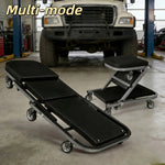 3-In-1 Auto Repair Bench with Roller Moving Tool Tray Foldable Adjustable Rolling Garage Seat 300 Lbs Capacity Lying Sitting Leaning with 6 Wheel Rollers