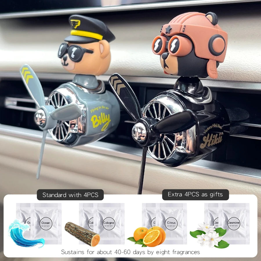 Cool Fun Rotate Plane Captain Shiba Inu Pilot Dog Car Air Freshener | Vent Clip Dec additional angle
