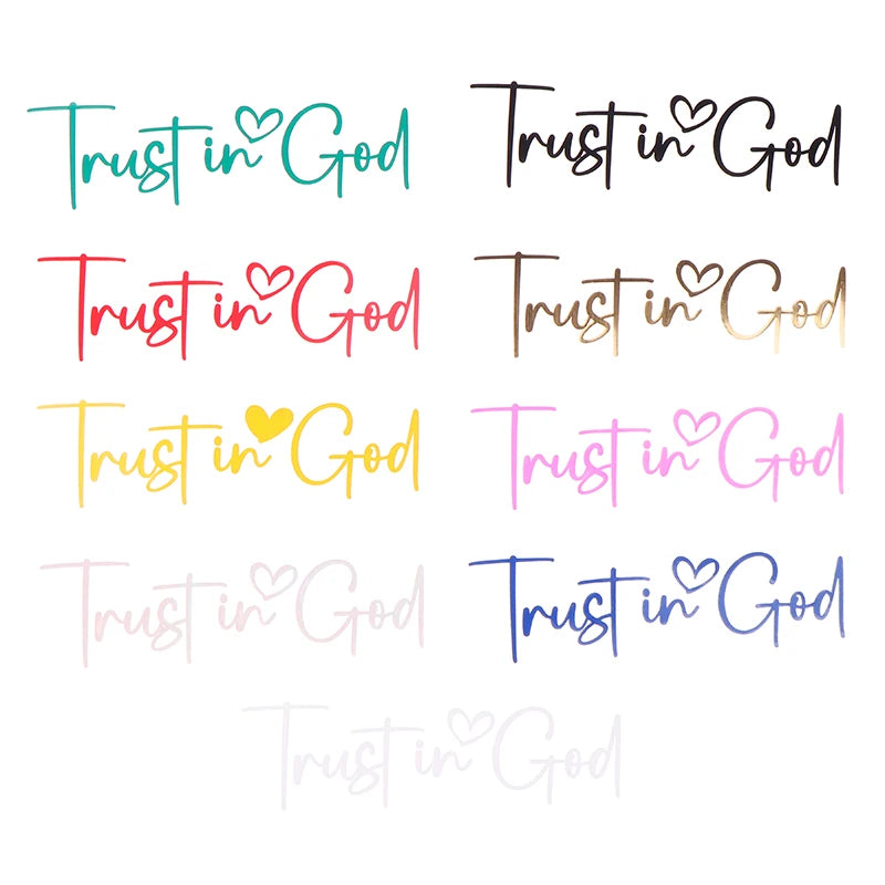 Trust In God Mirror Decal | Car Decals For Women, Christian Faith Vinyl Decal close-up view