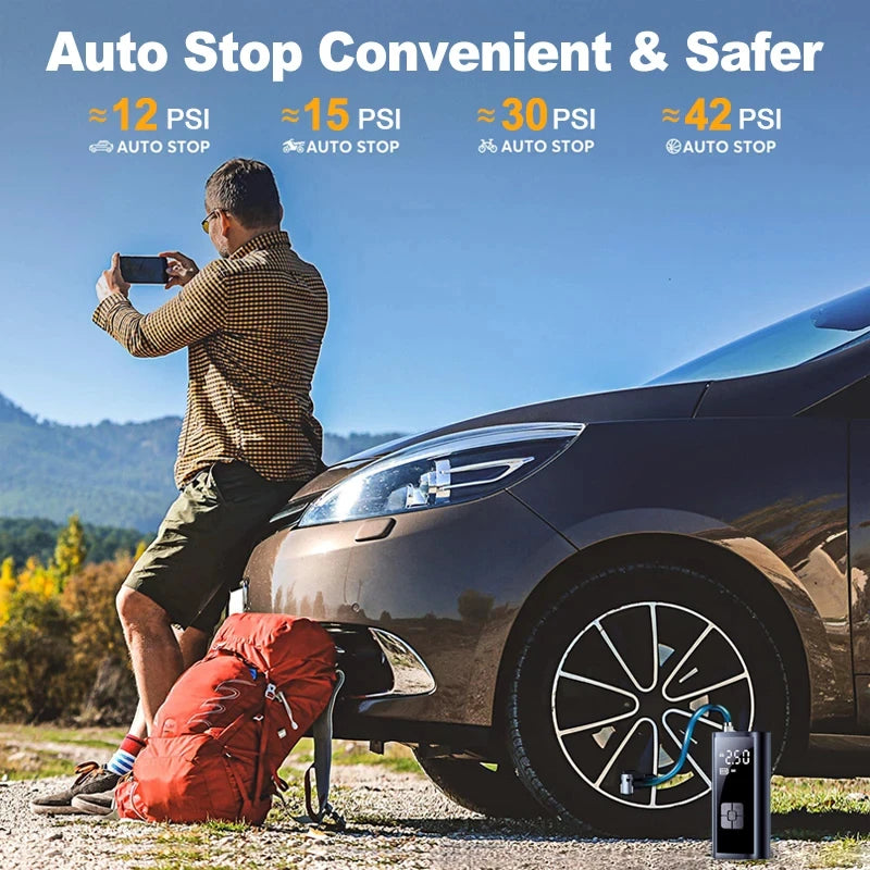 Car Air Pump Wired/Wireless Protable Car Air Compressor 150PSI Tire Inflation Pump for M detail view