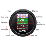 85mm 6 in 1 GPS Speedometer and Tachometer | Digital Gauge with Oil Pressure, Water Temp detail view