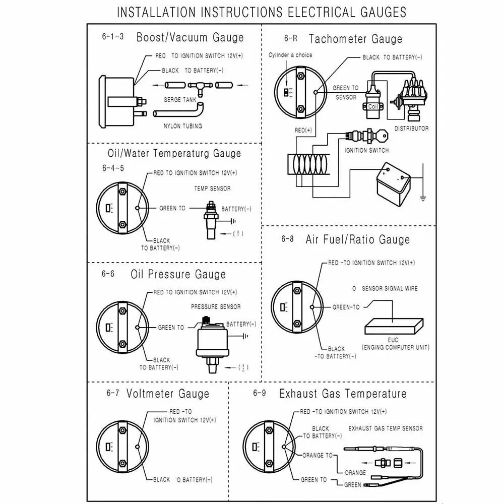 52mm Car Gauge Set | 12V Universal Tachometer Boost Meter Water Temp Oil Temp Oil P additional angle