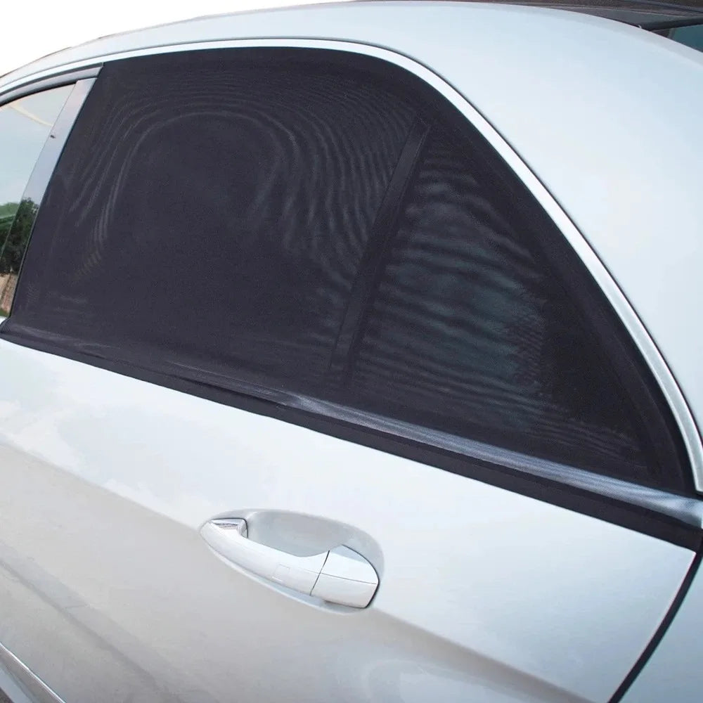 Magnetic Car Window Sunshade Mesh Cover 2 Pack Black close-up view