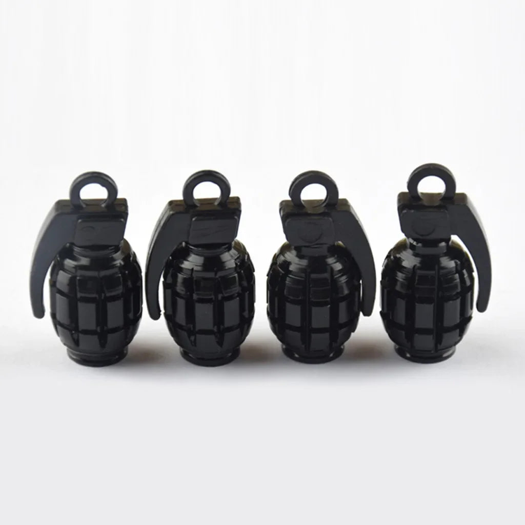 4pcs Aluminum Grenade Tire Valve Stem Caps | Dust Proof Car Truck Bike Valve Covers detail view