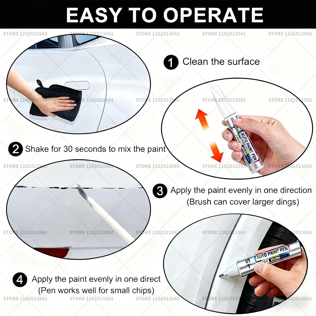 Car Paint Repair Pen Touch Up Scratch Remover DIY Auto Accessories Pearly White KWE C lifestyle view