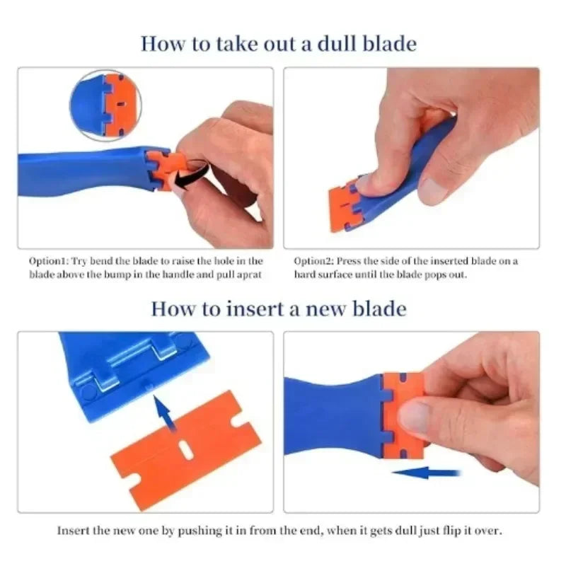 1Set Car Window Glass Clean Scraper Car Sticker Remover Plastic Razor Blade Label C additional angle