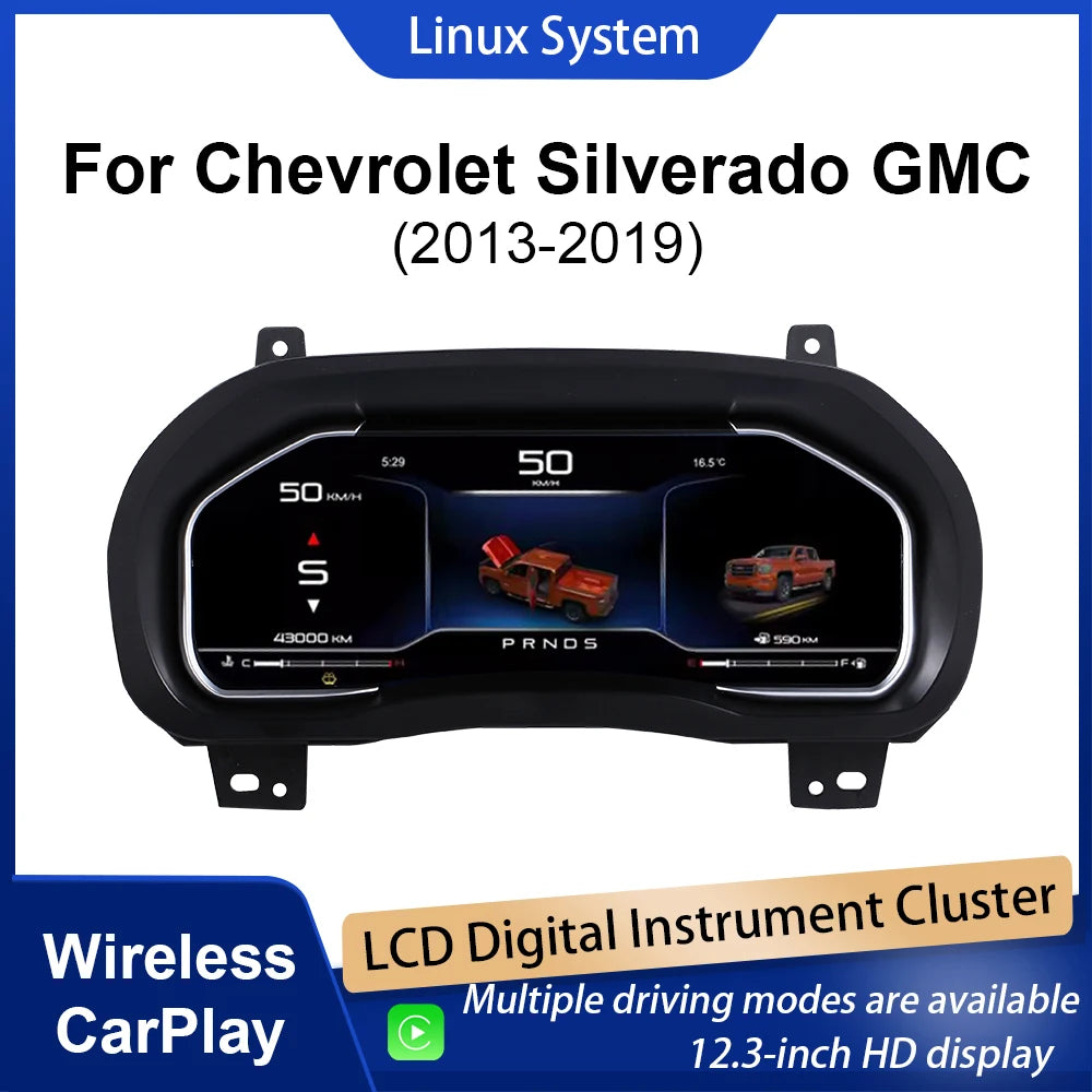 12.3-Inch Digital Instrument Cluster for Chevy GMC | Wireless CarPlay Speedometer Upg alternate view