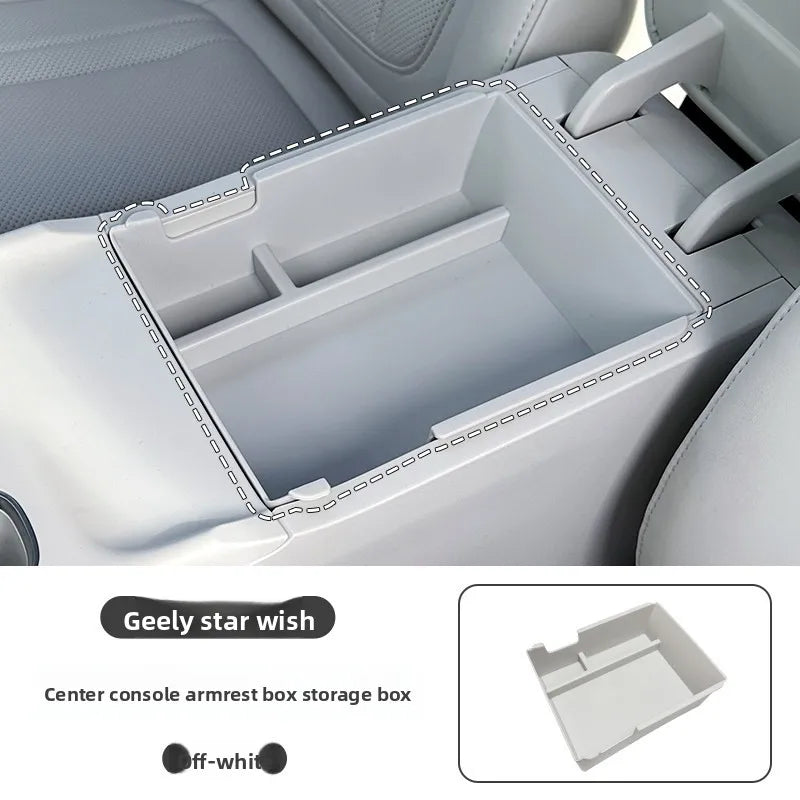Center Console Armrest Storage Box for Geely Xingyuan 2026 Drop-in Organizer Tray with Non-Slip Mat Car Interior Accessories