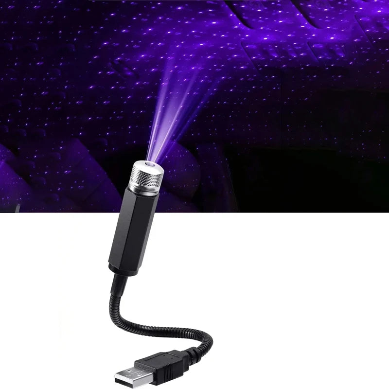 QXNY 1pcs Mini LED Car Roof Star Night Light Projector Atmosphere Galaxy Light USB Decoration Car Accessories Decor Interior