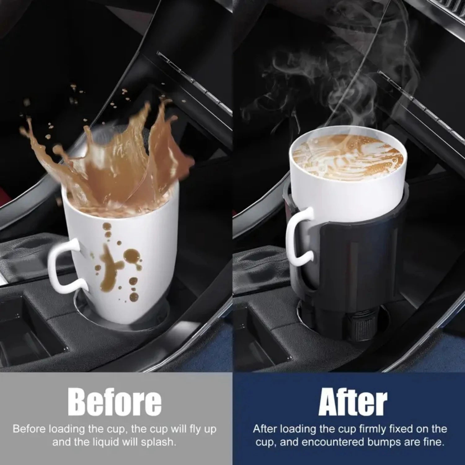 Upgraded Car Cup Holder Expander with Adjustable Base | Stable Auto Bottle Support additional angle