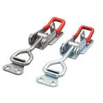 Red + Silver Adjustable Toolbox Case Metal Toggle Latch Catch Clasp Quick Release Clamp Anti-Slip Pu